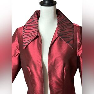 Marisa Baratelli Thai Silk Jacket Red And Black Sz Large